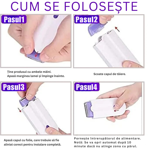 Epilator Fără Durere, Portabil, Rezistent la Apă